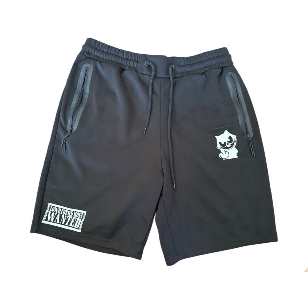Pure Champ M Felix the Cat Lowrider men’s black sporty athletic shorts